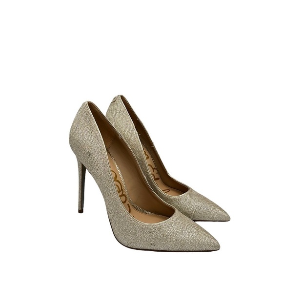 Sam Edelman Hazel Pointed Toe Light Gold Mesh Pumps - Picture 1 of 7